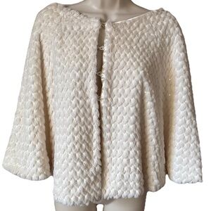 Fur Capeley Shrug Ivory Elegant Cream Sweater One Size